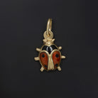 SOLID 18k YELLOW GOLD LADYBUG CHARM ENAMEL PENDANT NECKLACE LADYBIRD BEETLE CUTE