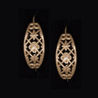 VINTAGE SOVIET EARRINGS 14K ROSE GOLD FLORAL HUGGIE HOOP DROP ESTATE HANDMADE