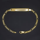 SOLID 14k YELLOW GOLD ENGRAVEABLE ID BRACELET FIGARO CHAIN PERSONALIZEABLE NAME