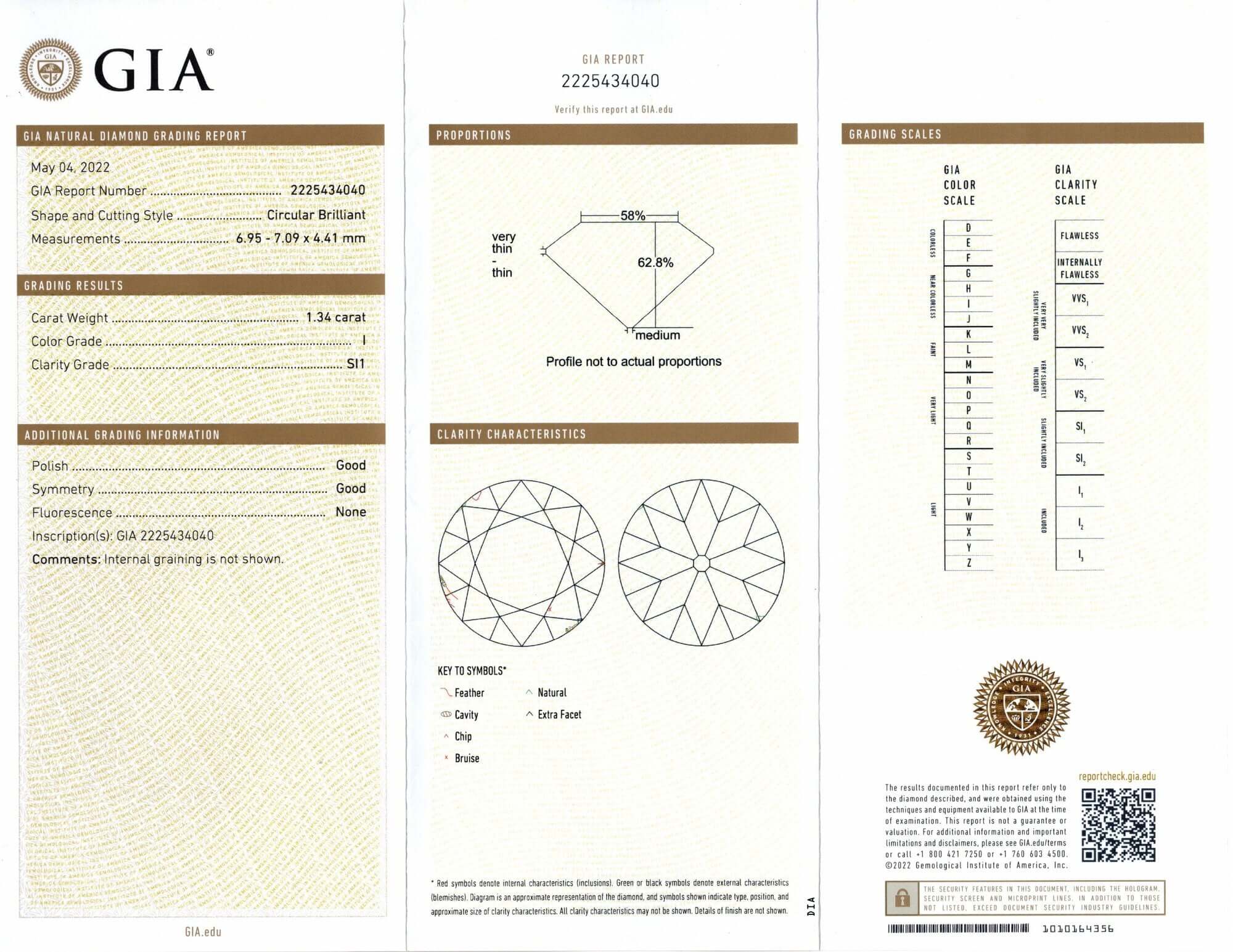 1.34c GIA CERTIFIED I SI1 OLD EUROPEAN CUT DIAMOND VINTAGE ESTATE LOOSE NATURAL