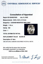 1.16ct CERTIFIED I SI2 CUSHION BRILLIANT CUT DIAMOND ELONGATED NATURAL LOOSE