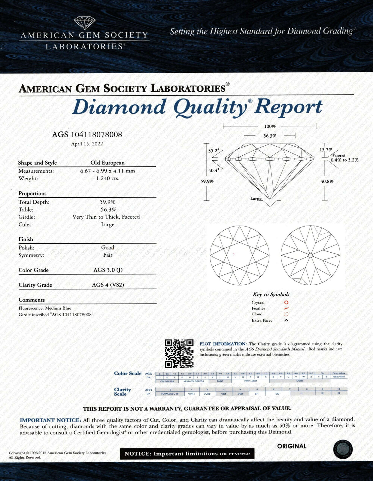 1.24ct CERTIFIED J VS2 OLD EUROPEAN CUT DIAMOND ANTIQUE VINTAGE ESTATE LOOSE