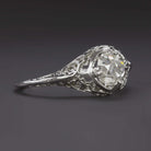 1c GIA CERTIFIED OLD MINE CUT DIAMOND ENGAGEMENT RING ANTIQUE FILIGREE SOLITAIRE