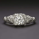 0.64ct OLD EUROPEAN CUT DIAMOND VINTAGE ENGAGEMENT RING 18k WHITE GOLD 1920s