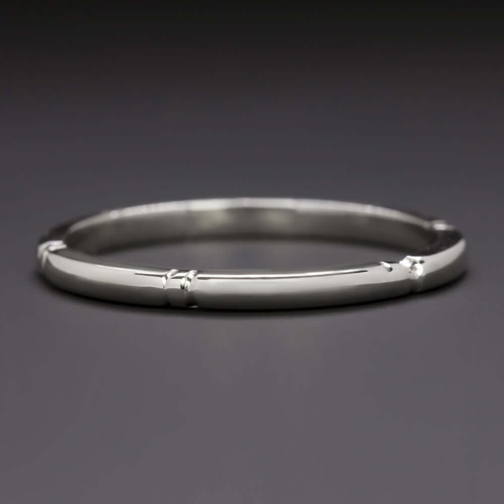 14k WHITE GOLD VINTAGE WEDDING BAND 1.3mm CLASSIC SIMPLE PLAIN RING STACKING