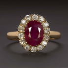 3.55ct AGL CERTIFIED BURMA RUBY DIAMOND VICTORIAN RING OLD MINE CUT VINTAGE GOLD