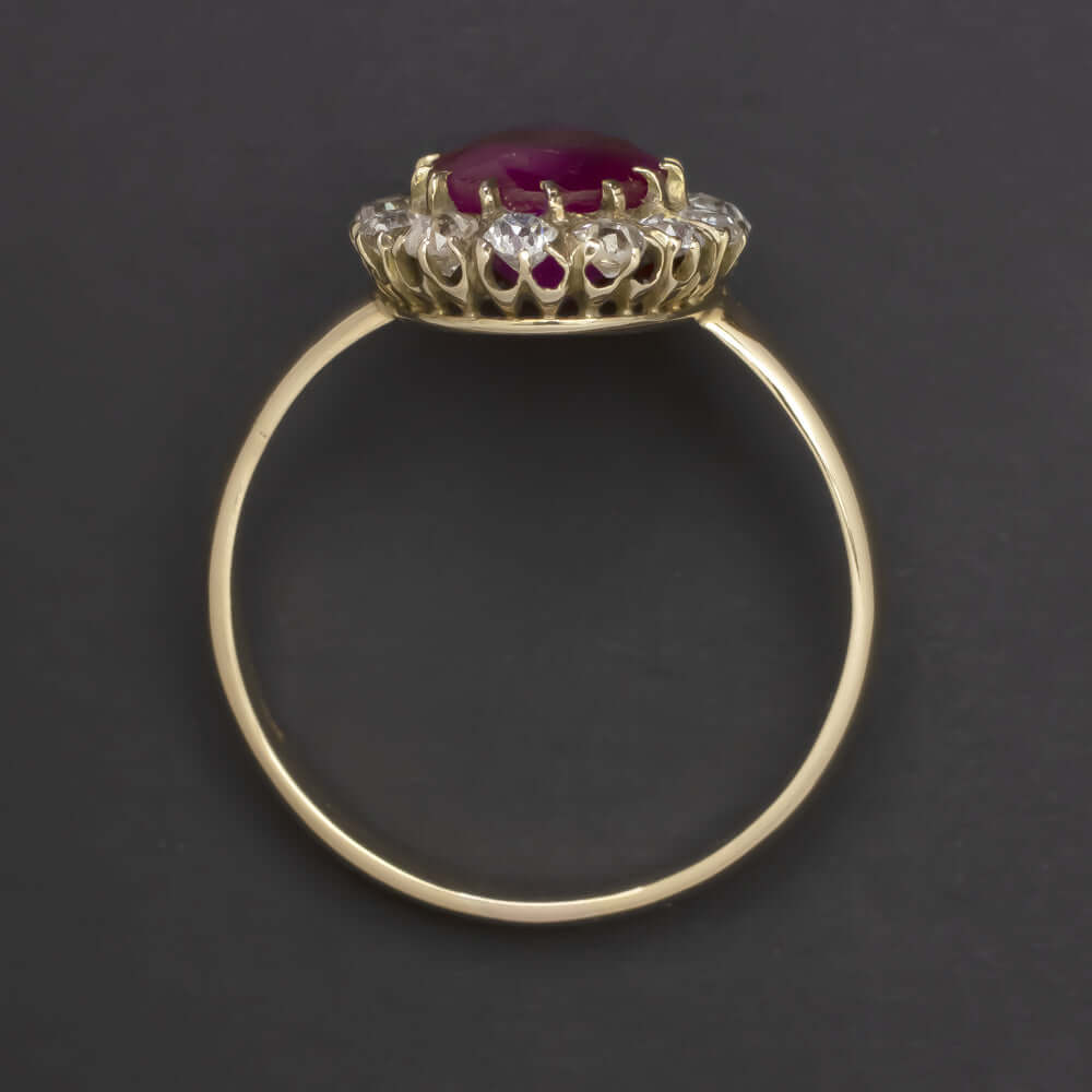 3.55ct AGL CERTIFIED BURMA RUBY DIAMOND VICTORIAN RING OLD MINE CUT VINTAGE GOLD