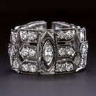 1.5 CARAT OLD CUT DIAMOND PLATINUM FLEXIBLE LINK RING ART DECO VINTAGE WIDE BAND