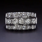 F-G VS 1.25ct NATURAL DIAMOND COCKTAIL RING 3 ROW ROUND CUT BAND 14K WHITE GOLD