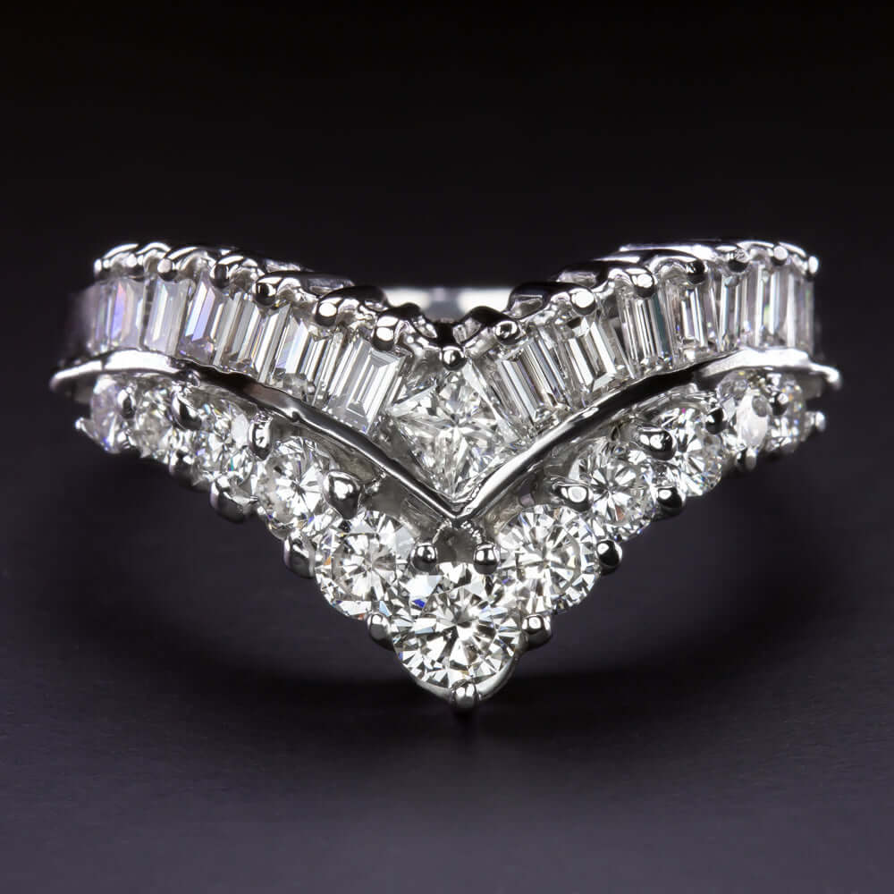 1.68ct G-H VVS-VS DIAMOND VINTAGE COCKTAIL RING V BAND COUNTOUR BIG STATEMENT