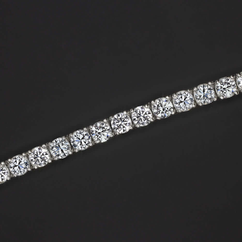 DIAMOND TENNIS BRACELET 14k WHITE GOLD ROUND BRILLIANT CUT
