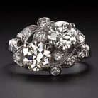 2.56c J-K VS OLD CUT DIAMOND VINTAGE COCKTAIL RING TOI ET MOI RETRO ESTATE 2.5ct
