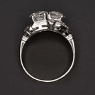 2.56c J-K VS OLD CUT DIAMOND VINTAGE COCKTAIL RING TOI ET MOI RETRO ESTATE 2.5ct