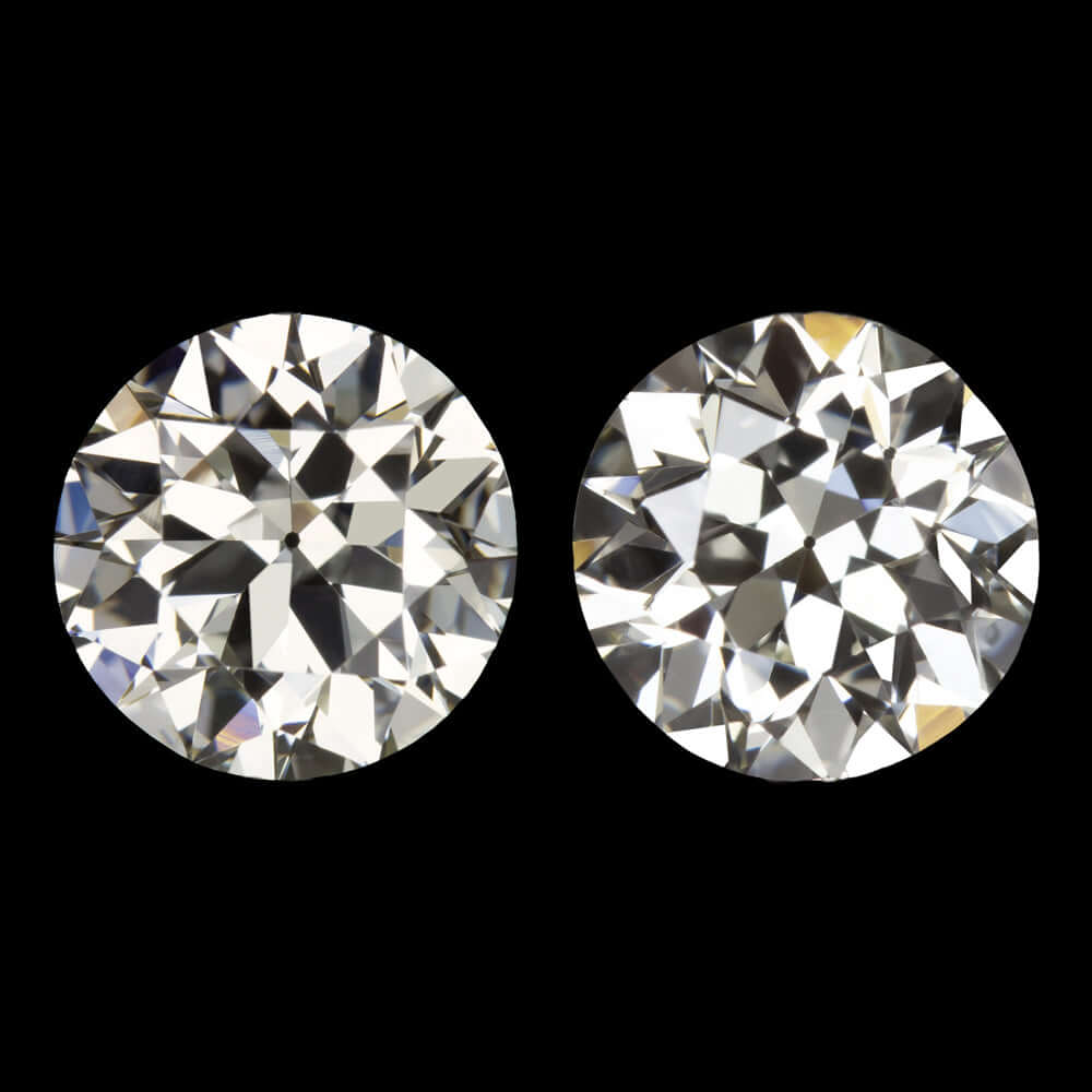 2.20ct CERTIFIED J-K VS OLD CUT DIAMOND STUD EARRINGS VINTAGE TRANS EUROPEAN