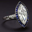 2.42c F-G SI MARQUISE DIAMOND SAPPHIRE ENGAGEMENT RING PLATINUM VINTAGE STYLE