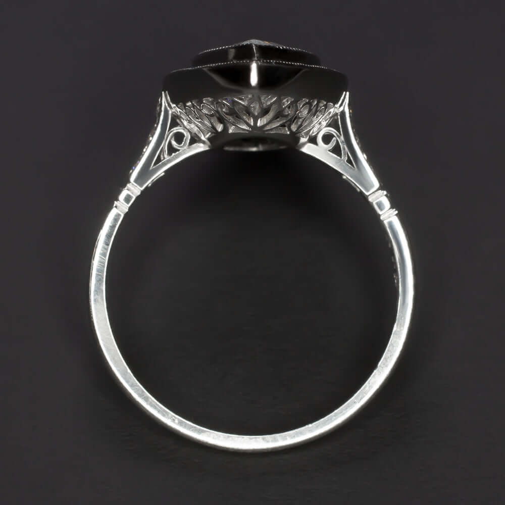 2.42c F-G SI MARQUISE DIAMOND SAPPHIRE ENGAGEMENT RING PLATINUM VINTAGE STYLE