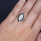 2.42c F-G SI MARQUISE DIAMOND SAPPHIRE ENGAGEMENT RING PLATINUM VINTAGE STYLE