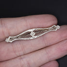 VINTAGE DIAMOND 14K WHITE GOLD PIN PENDANT ART DECO BROOCH NECKLACE FILIGREE