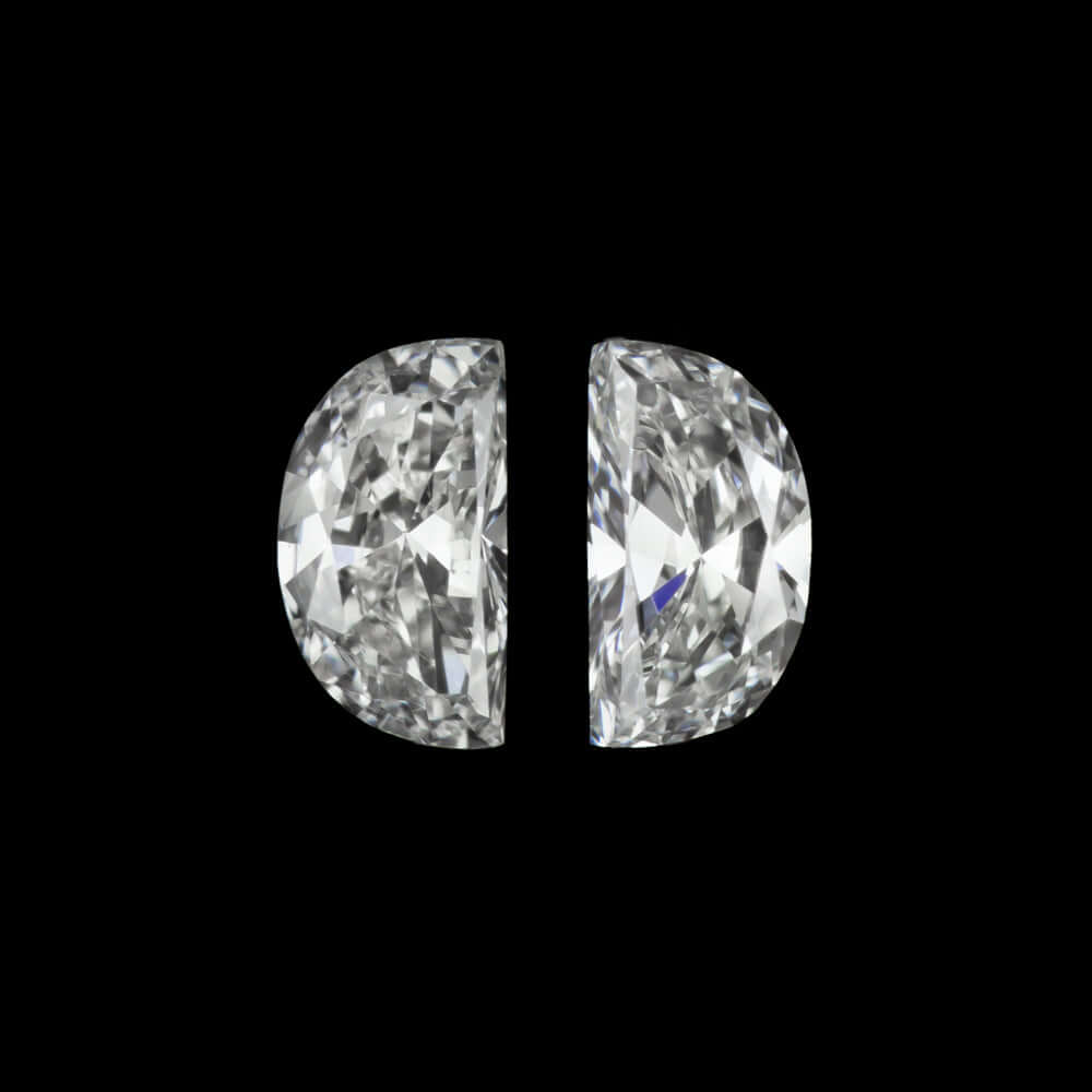 0.34ct G VS HALF MOON SHAPE DIAMOND MATCHING PAIR EPAULETTE CUT CADILLAC ACCENT