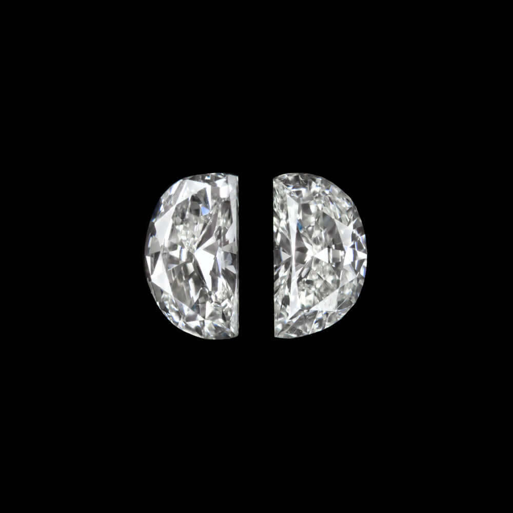0.22ct G VS HALF MOON SHAPE DIAMOND MATCHING PAIR EPAULETTE CUT CADILLAC ACCENT