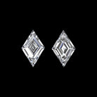 F-G VS KITE SHAPE STEP CUT DIAMOND MATCHING PAIR STUD EARRINGS LOZENGE ACCENT