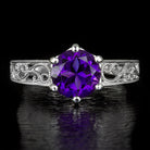 VINTAGE ROUND AMETHYST 14K GOLD FILIGREE ESTATE RING