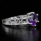 VINTAGE ROUND AMETHYST 14K GOLD FILIGREE ESTATE RING