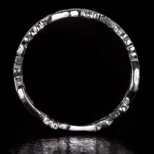 PLATINUM ART NOUVEAU STYLE G VS DIAMOND FLORAL WEDDING BAND VINTAGE ETERNITY