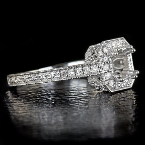 SEMI-MOUNT ROUND PRINCESS SETTING DIAMOND VINTAGE STYLE RING CUSHION RADIANT Ivy & Rose