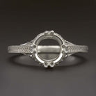 ART DECO VINTAGE STYLE SEMI-MOUNT PRONG SET SETTING 8mm ROUND RING 14K SOLITAIRE