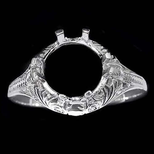 ART DECO VINTAGE STYLE MOUNT PRONG SET SETTING 8MM ROUND FINE RING 14K SOLITAIRE