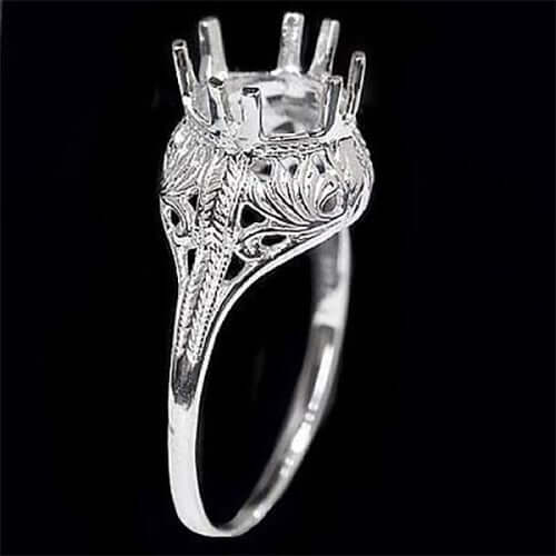 ART DECO VINTAGE STYLE MOUNT PRONG SET SETTING 8MM ROUND FINE RING 14K SOLITAIRE