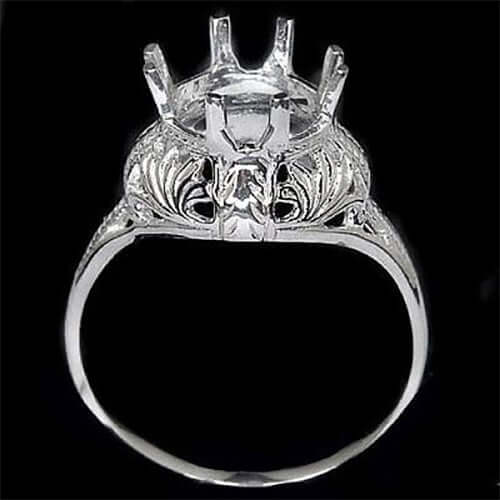 ART DECO VINTAGE STYLE MOUNT PRONG SET SETTING 8MM ROUND FINE RING 14K SOLITAIRE