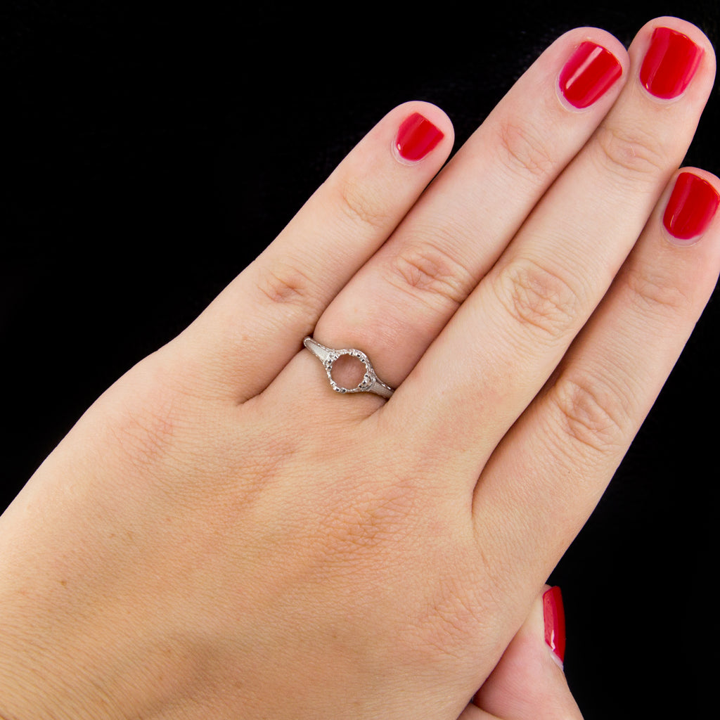 VINTAGE STYLE PLATINUM ENGAGEMENT RING SETTING NOUVEAU ROUND SOLITAIRE ENGRAVED