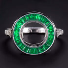 EMERALD DIAMOND ENGAGEMENT RING ROUND SETTING VINTAGE STYLE ART DECO HALO 2CT