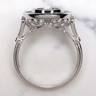 EMERALD DIAMOND ENGAGEMENT RING ROUND SETTING VINTAGE STYLE ART DECO HALO 2CT