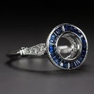 SAPPHIRE DIAMOND ENGAGEMENT RING SETTING 6.5mm MOUNT VINTAGE STYLE ART DECO