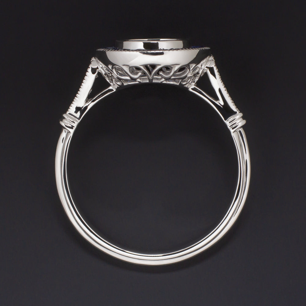 SAPPHIRE DIAMOND ENGAGEMENT RING SETTING 6.5mm MOUNT VINTAGE STYLE ART DECO