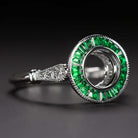 EMERALD DIAMOND ENGAGEMENT RING SETTING 6.5m SEMI MOUNT VINTAGE STYLE ART DECO