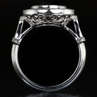 VINTAGE STYLE SAPPHIRE ROUND DIAMOND BEZEL SETTING SEMI-MOUNT RING ART DECO HALO
