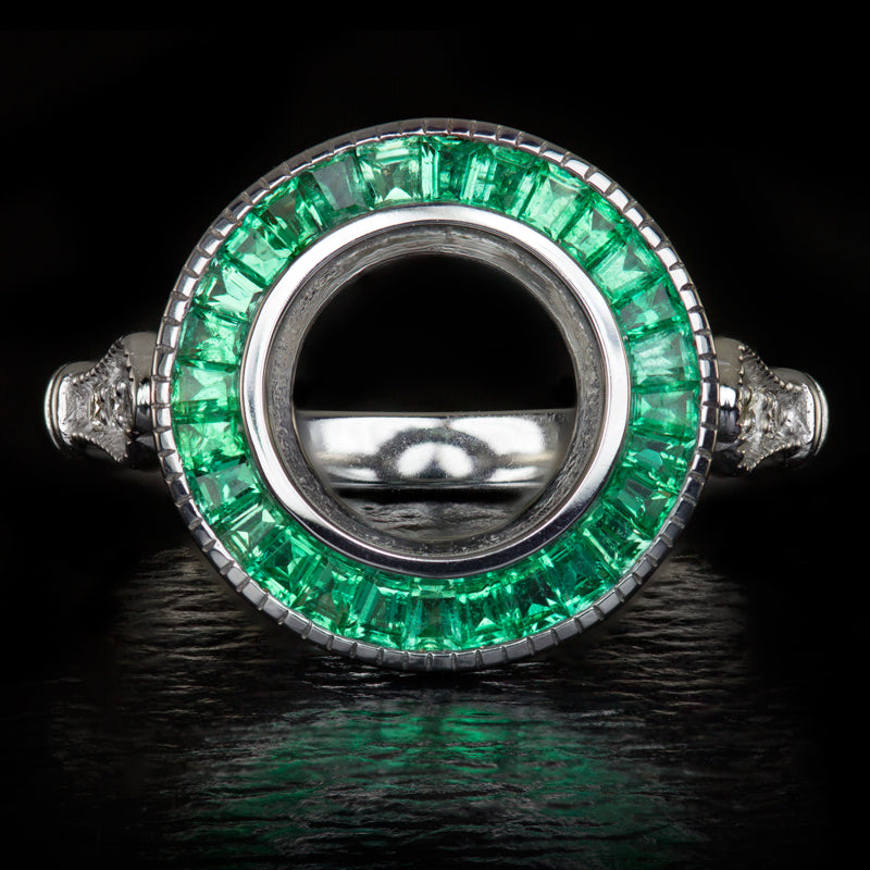 Vintage Emerald Diamond Ring 18K Yellow Gold - Hunt Vintage