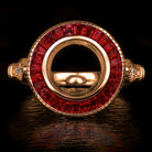 VINTAGE RUBY DIAMOND RING SETTING 7.5m ROUND ART DECO STYLE SEMI MOUNT ROSE GOLD