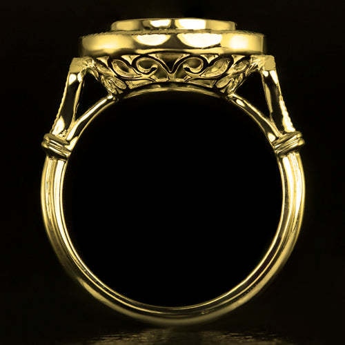 VINTAGE STYLE DIAMOND EMERALD ENGAGEMENT RING SETTING ROUND 7.5 GOLD SEMI MOUNT