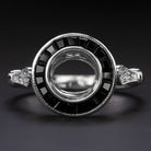 VINTAGE STYLE DIAMOND ONYX ENGAGEMENT RING SETTING ROUND 7mm SEMI MOUNT TARGET