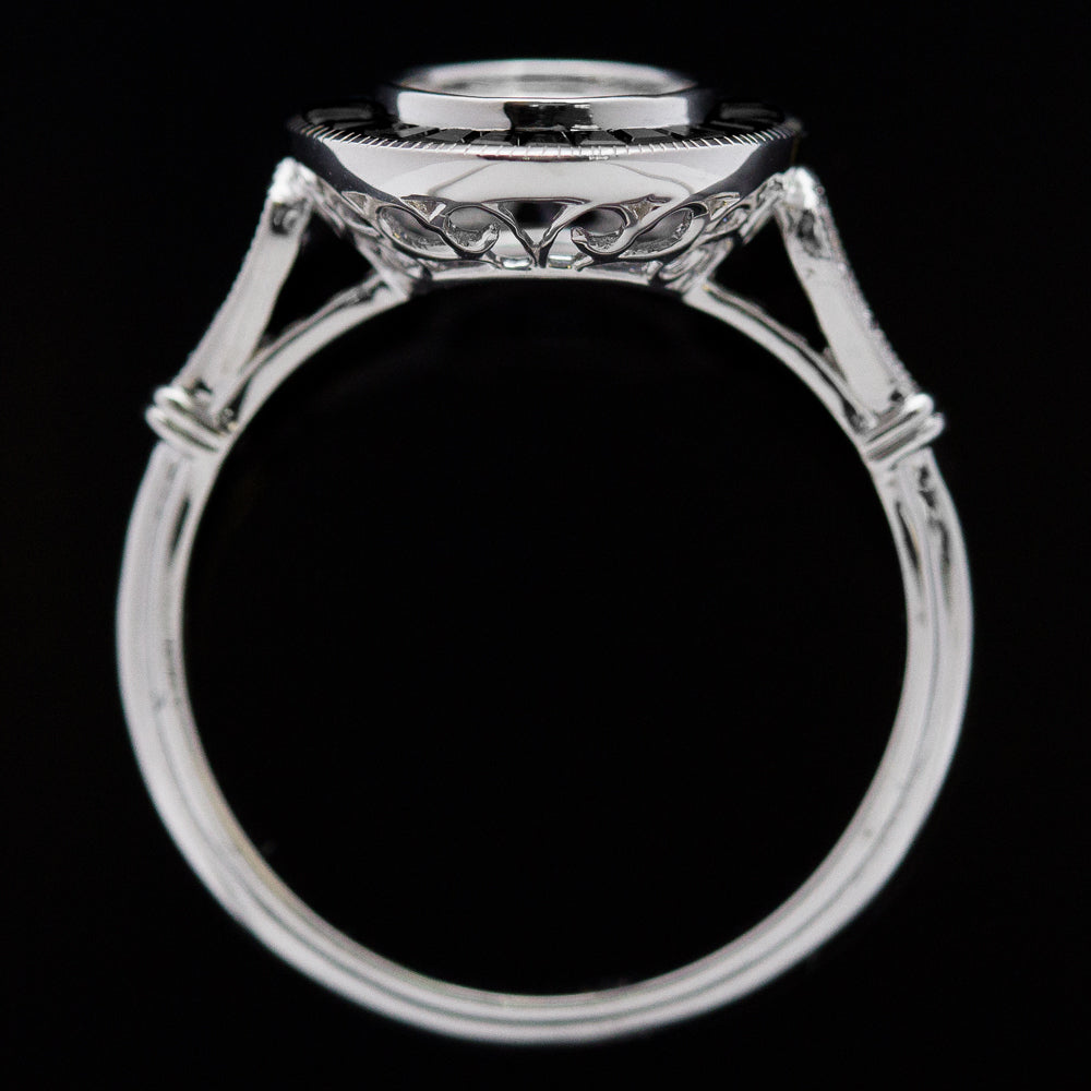 VINTAGE STYLE DIAMOND ONYX ENGAGEMENT RING SETTING ROUND 7mm SEMI MOUNT TARGET