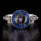 CALIBRE SAPPHIRE ART DECO DIAMOND ENGAGEMENT RING SETTING VINTAGE STYLE ROUND