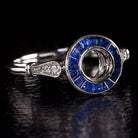 CALIBRE SAPPHIRE ART DECO DIAMOND ENGAGEMENT RING SETTING VINTAGE STYLE ROUND