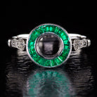 NATURAL EMERALD DIAMOND ENGAGEMENT RING SETTING VINTAGE STYLE ART DECO TARGET