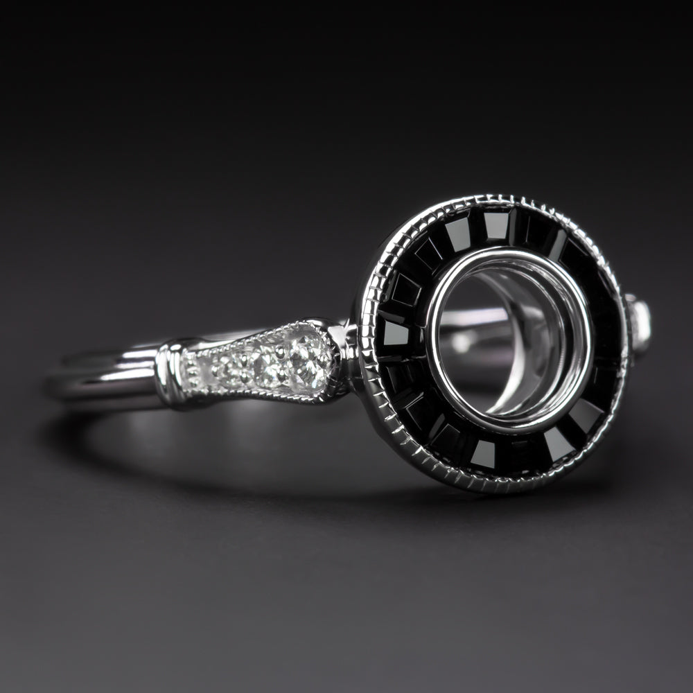 NATURAL ONYX DIAMOND ART DECO ENGAGEMENT RING SETTING VINTAGE STYLE TARGET