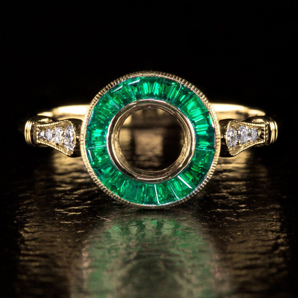 NATURAL EMERALD DIAMOND ART DECO ENGAGEMENT RING SETTING VINTAGE STYLE TARGET